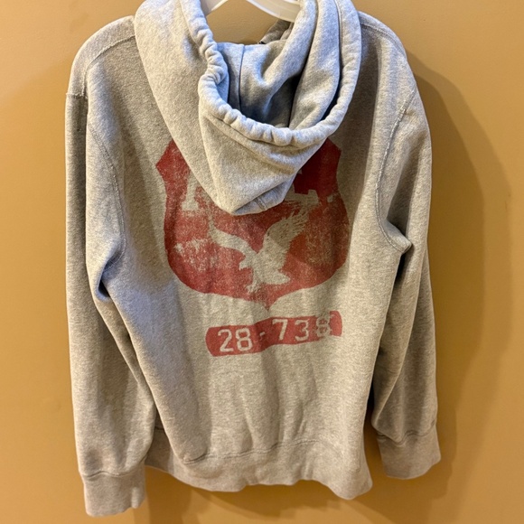 American Eagle Vintage Full Zip Hoodie Men's L Tall Fleece Eagle Logo Jacket Y2K - Picture 1 of 8